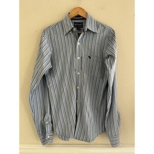 Abercrombie And Fitch Striped Button Up Muscle Dress Shirt Small Preppy Office